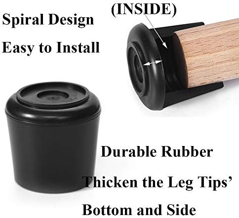 Chair Leg Tips Caps-Non Slip Rubber Leg Tips 1-1/4” Inner Diameter, Furnigear Chair Leg Floor Protectors Round Black-8 Pack(Fit Round Diameter 31-32mm) - Image 4