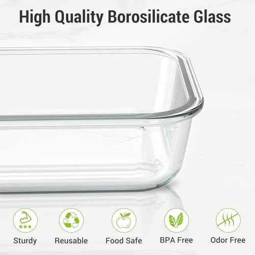 Dealusy 10 Sets 36 oz & 12 oz Glass Food Storage Containers with lids, Gray - Image 3