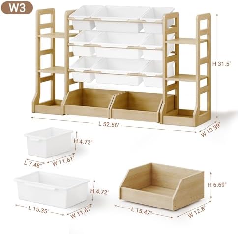 Toy Storage Organizer with 6 Bookshelf, 9 Bins and 2 Drawers - Image 2