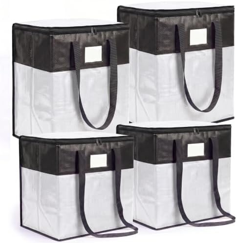 4Pack (110L*2+180L*2) Extra Large Moving Bags Heavy Duty with Wide Comfortable Handles & Strong Zipper, Durable Storage Bags Totes, Reusable Moving Boxes for College Dorm Bedding Space Saving,silver by Unknown
