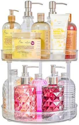 2-Tier Lazy Susan Organizer, Clear PET Rotating Tray 11-Inch by Roninkier
