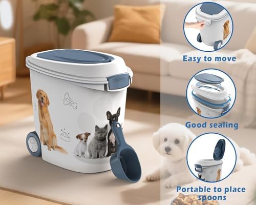 DRATO Pet Food Storage Container with Wheels 30LB Capacity - Image 2