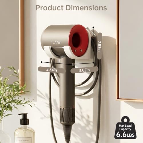 Hair Dryer Holder Wall Mount with Plug & Cord Organizer for Bathroom - Image 7
