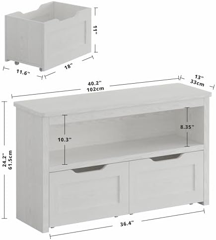 IRONCK Toy Storage Organizer with Drawers, Floor Toy Box with Wheels and Open Shelf, Storage Chest for Nursery, Playroom and Bedroom, White - Image 3