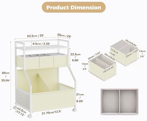 Rolling Diaper Cart with Drawers,Baby Essentials Storage Organizer Station - Image 2