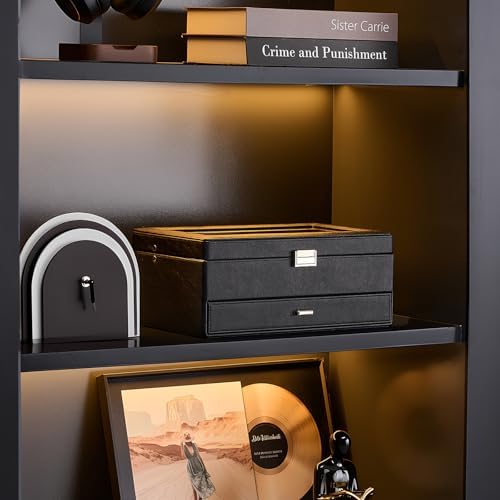 ProCase Premium Watch Box for Men, Jewelry Organizer Box with Drawer, Display Storage Case with Glass Lid -Black, 12 Slot - Image 5