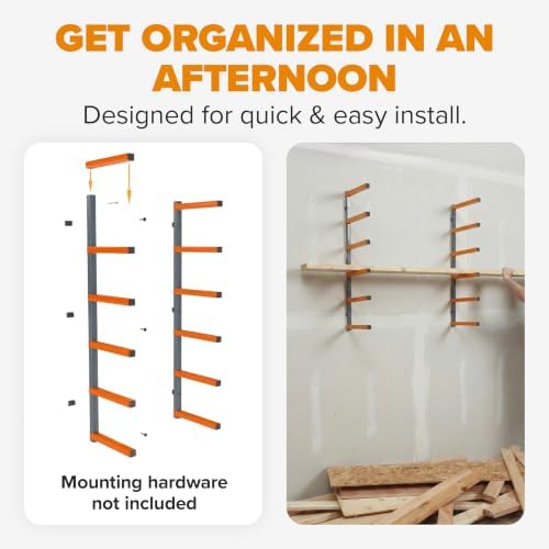 BORA Wood Rack, 6-Level Wall Mount Lumber Storage Rack for Wood Storage - Image 3
