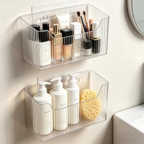 Lae Nuvole Adhesive Cabinet Door Organizer, 2 Pack Wall Shower Caddy, Clear by LaeNuvole
