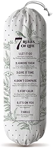 Hglian Inspirational Plastic Bag Holder,7 Rules of Life Canvas Grocery Bags Organizer Storage by Hglian