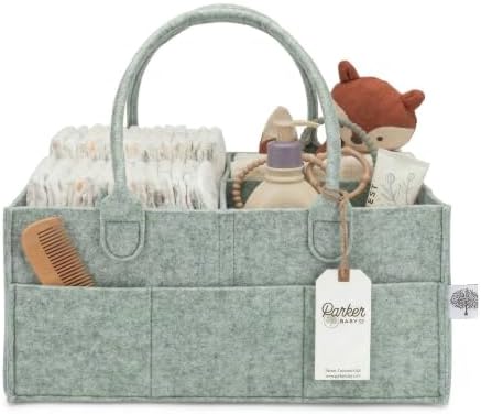 Parker Baby Co. Felt Diaper Caddy Organizer - Large, Sage by ParkerBabyCo