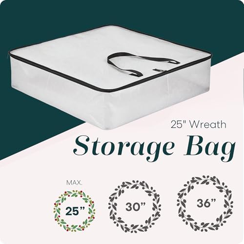 Handy Laundry 5-Pack Wreath Storage Bag, 25" Clear Wreath Storage Container with Zipper & Handles, Large Moving Bags for Holiday Decorations, Garlands, Packing, College Organization - Image 3
