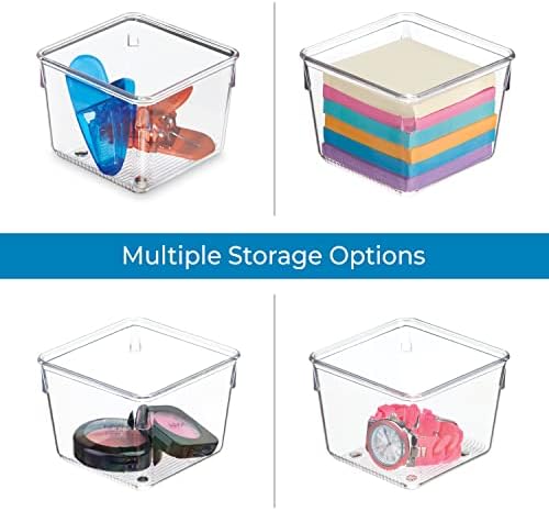 iDesign Linus Plastic Drawer Organizer, 3" x 3" x 2", Set of 2, Clear - Image 5