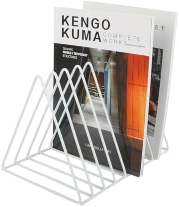 EASEPRES Vinyl Record Holder Storage, 9 Slot Metal Magazine Book Album Display Rack, Stylish Triangle Desktop File Sorter Organizer for Home Office, White Pack of 2 - Image 6