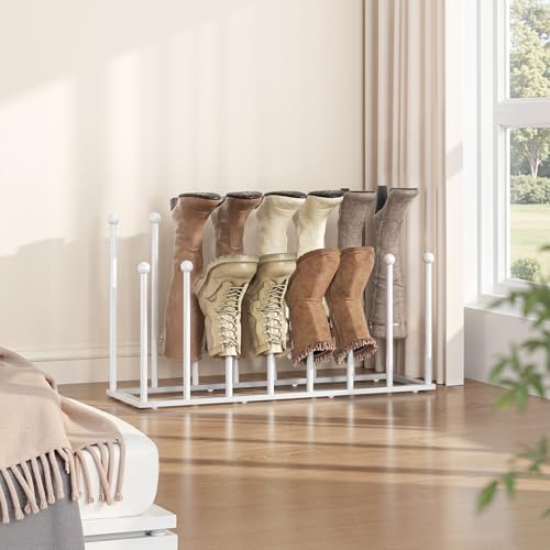 Freestanding Boot Rack, Shoe Storage Organizer Fit for 8 Pairs, White - Image 5