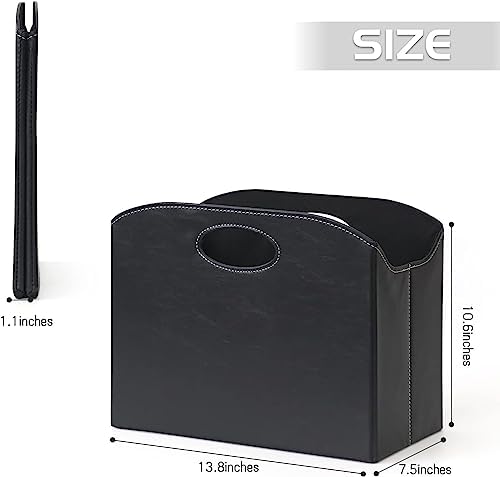 EZDeco Magazine Holder Foldable Magazine Rack Floor PU Leather File Holder Newspaper Book Storage Magazine Basket Document File Folder Organizer for Office Home (Black-2) - Image 2