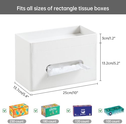 Plus Size Tissue Box Cover, Rectangle Tissue Box Organizer, White - Image 5