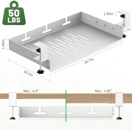 Under Desk Laptop Mount No Drill ,Compatible for MacBook,Mini (White) - Image 2