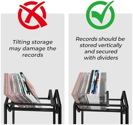 Vinyl Record Storage Rack with 360°Rotation Wheels,Record Holder for Albums,Metal LP Storage Shelf - Image 5