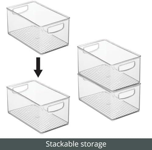 mDesign Plastic Baby Nursery and Food Organizer - Storage Holder Bin with Handles for Closet, Cupboard, Cabinet, Drawers, Shelves - Holds Canned Food, Bottles - Ligne Collection - 2 Pack - Clear - Image 5