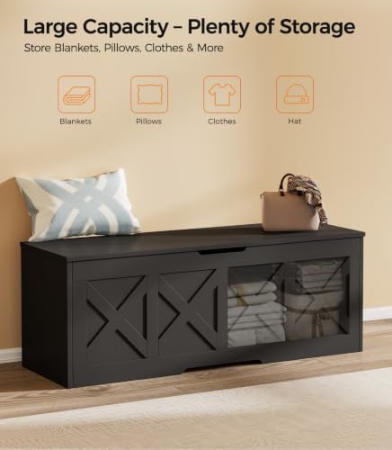 Homleke 47.2" Extra-Large Wooden Storage Chest, Farmhouse Storage Bench - Image 4