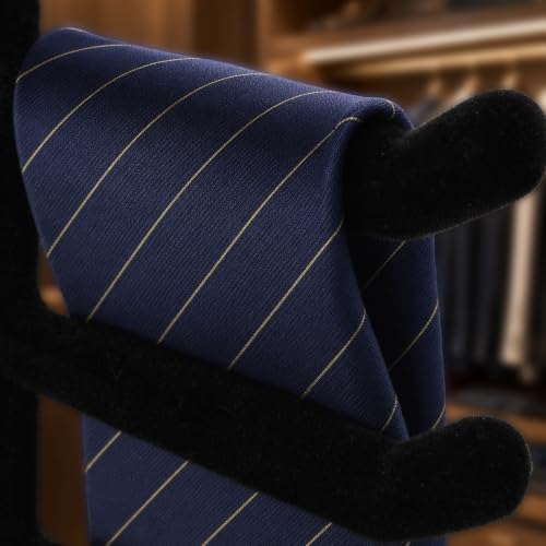 Hangerworld Single Black Flocked Tie Rack & Belt Organiser Non-Slip Coat Clothes Accessory Hanger, Metal - Image 5