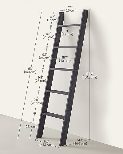VASAGLE 5-Tier Blanket Ladder, Modern Basic Ladder Shelf - Image 3