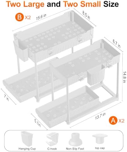 Sevenblue 4-Pack 2-Tier Under Sink Organizer with Pull Out Drawers - Image 2