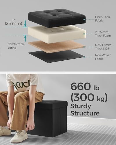 SONGMICS 30 Inches Storage Ottoman, Foldable Bench with Flipping Lid - Image 4