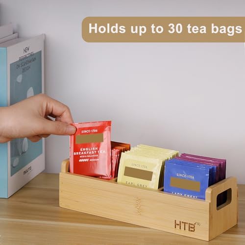 HTB Small Bamboo Tea Bag Holder Pack of 2 with 3 Compartments - Image 5