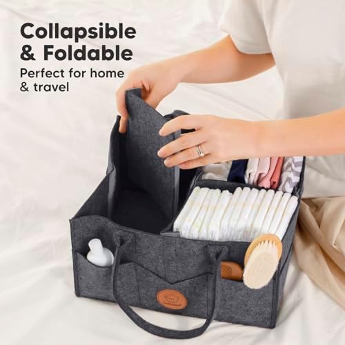 KeaBabies Baby Diaper Caddy Organizer with Handle, Portable (Mystic Gray) - Image 5