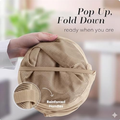 Handy Laundry Collapsible Mesh Pop Up Hamper with Side Pocket - Image 3