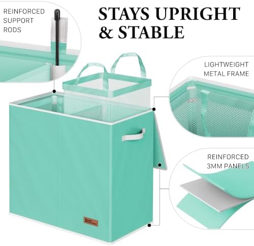 Simple Houseware Double Laundry Hamper with Lid & Removable Bags, Turquoise - Image 3