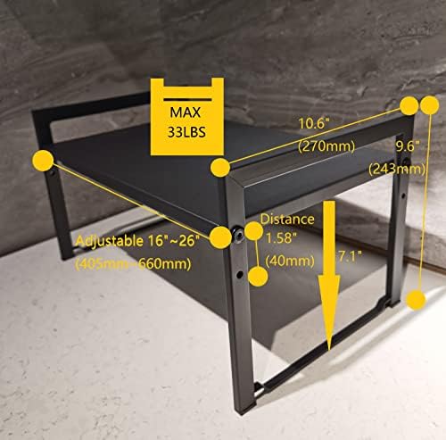 Expandable Cabinet Shelf 10.6"D Adjustable Countertop Riser Rack Black - Image 3