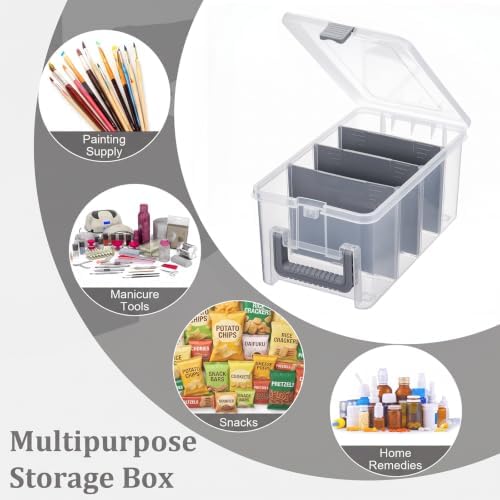 BTSKY Clear Plastic Dividing Storage Box with 4 Deep Compartment Sewing Box - Image 7