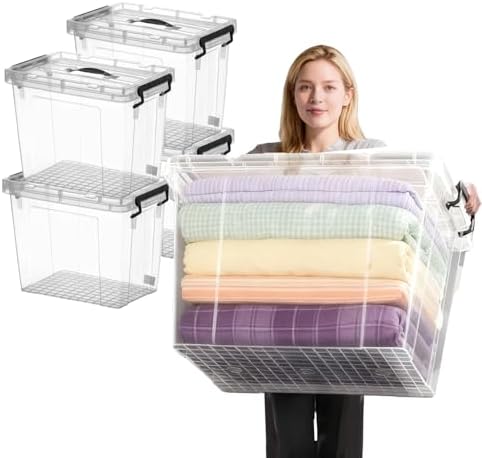 4 Pack 90 QT Plastic Storage Bins with Lids by YUFUL