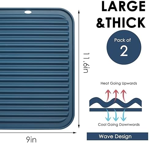 Silicone Mats for Kitchen Counter, 9x12'' Trivets for Hot Pots and Pans, Navy Blue Silicone Trivets for Hot Dishes, Protect Table Quartz Countertops, Indigo - Image 6