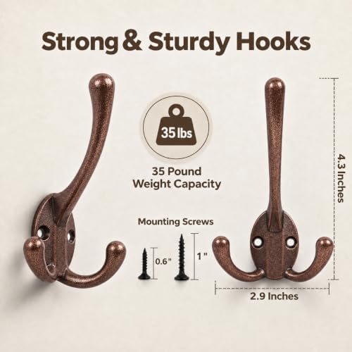 Heavy Duty Coat Hooks - 5 Packs Aluminum Alloy Wall Mounted Hooks for Hanging Jacket, Clothes, Bags, Hat | Durable Metal Utility Wall Hooks for Entryway, Closet, Mudroom, Bathroom, Garage - Image 3