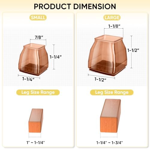 BALEINE 16PCS Silicone Chair Leg Floor Protectors for Hardwood Floors - Image 4