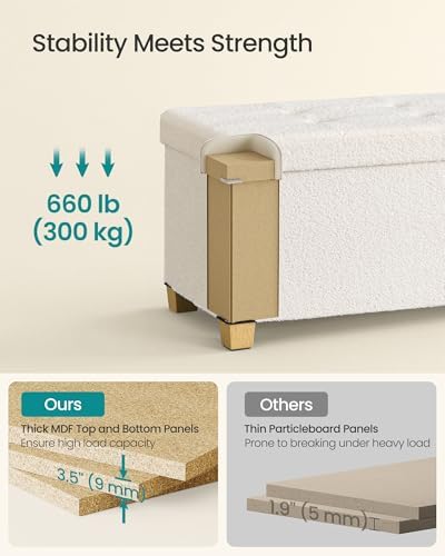 SONGMICS Storage Ottoman Bench with Legs, Flipping Lid, 43.3 Inches - Image 4
