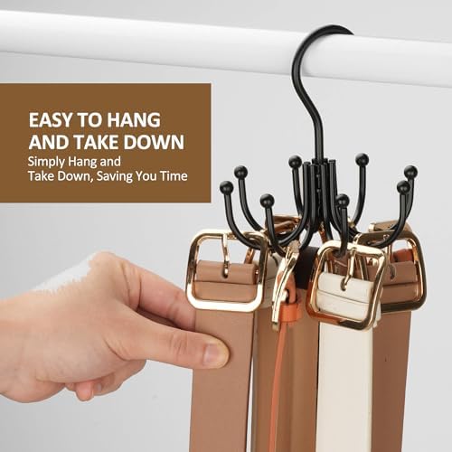 ZEDODIER Belt Hanger, Belt Rack Closet Accessories Organizer, Maximum 24 Storage Capacity, Hanging Holder Storage Hook for Belt, Bra, Tank Top, Tie, Scarf, Purse, Black - Image 6