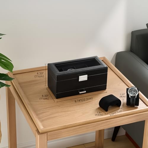 ProCase Watch Case, 4 Slot Mens Watch Box with Drawer -Black - Image 3