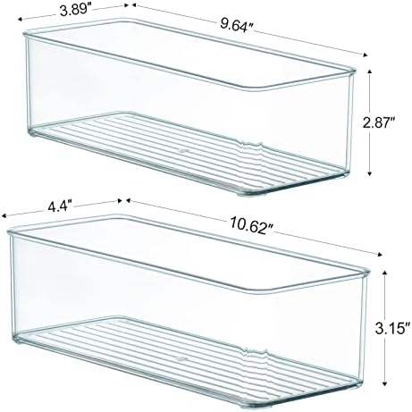 Hudgan 8 Pack Clear Plastic Drawer Organizer Bins Set, Stackable Cutlery Storage Bins Trays for Organizing Kitchen, Bathroom, Office, Crafts, Gadgets, Cabinet Supplies - Image 6