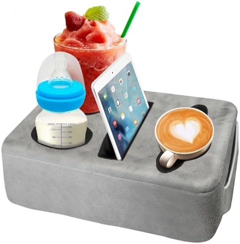 4 Hole Couch Cup Holder Tray, Cup Holder for Bed Suitable for Cup Holders on Sofas, beds, Camping, RVs, Cars, and Beaches.Gray by NISDOING