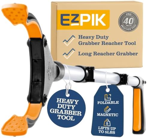 EZPIK Pro 40" Extended Grabber Reacher Tool for Elderly, Trash Hand Grabber Pickup Sticks for Seniors, Telescoping Extension Gripper Claw Pickup Tool, Hand Extension Magnetic Folding Tongs by EZPIK