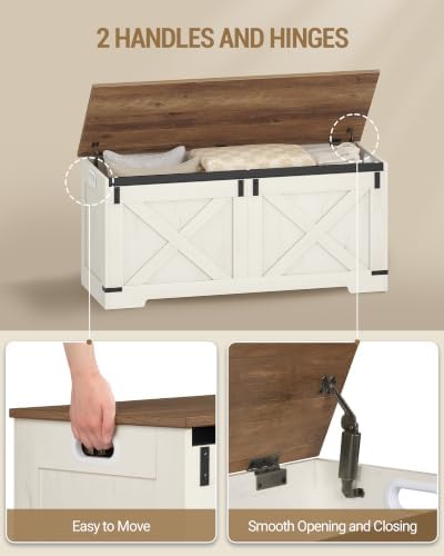 Hzuaneri 43 inches Farmhouse Storage Chest and Bench | 55 Gal | 330lb Seat - Image 4