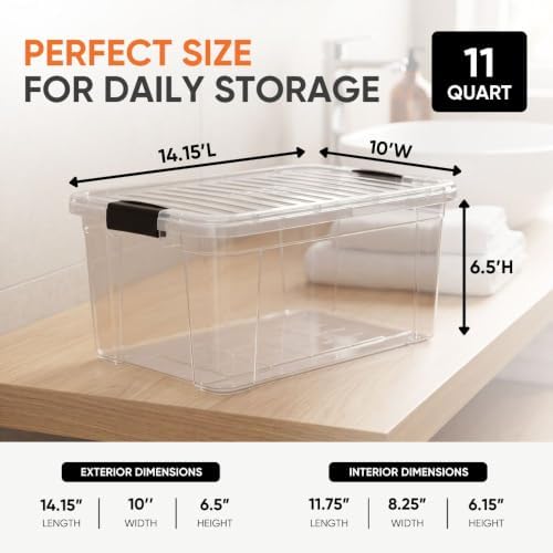 Superio 11 Quart Clear Plastic Storage Boxes with Lids, Stackable Organizer Containers, BPA-Free Storage Bins for Home, Office, School & Dorm, 4 Pack - Image 3