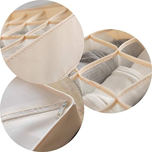 ALYER Collapsible Fabric Drawer Organizer Divider,Closet Storage Box Bins Containers for Panties,Underwear, Ties,Bras, Socks, Lingerie (Beige-24 Cells) - Image 3