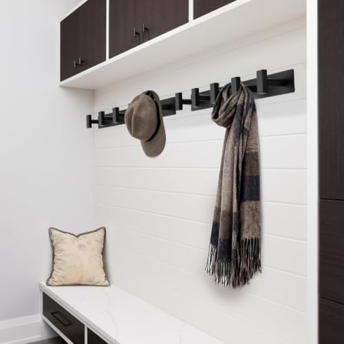 Bntuk Coat Rack Wall Mount - 5 Coat Hooks, Towel Racks for Bathroom Robes Bags Keys, Hat Rack Wall Towel Hooks Organizer Essential (Black) - Image 5