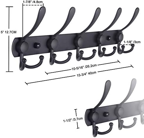 Dseap Coat Rack Wall Mounted - 5 Tri Hooks, Heavy Duty, Stainless Steel, Metal Coat Hook Rail for Coat Hat Towel Purse Robes Mudroom Bathroom Entryway, Pink - Image 5