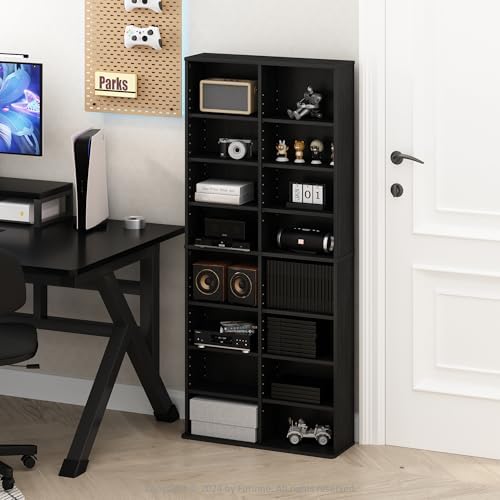 Furinno Jaya DVD Shelf, 16-Shelf Wide CD Rack, Media Shelf with Adjustable Shelves, 8 x 2 DVD Storage Cabinets for CD Bluray Game Disc, Easy Assembly, for Living Room, Home Office, Americano - Image 2
